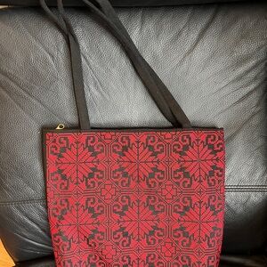 Elegant Palestinian Tatreez Red and Black Tote Bag